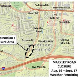 Markley Road Closed Beginning Aug. 16